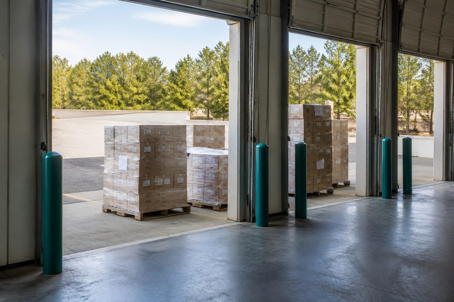 Buyers inspecting liquidation pallets in a warehouse
