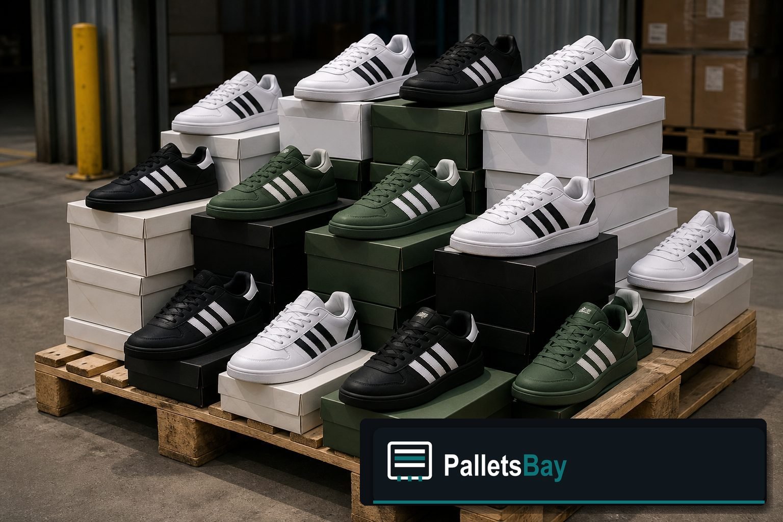 Adidas Shoe Pallets — Full pallet view