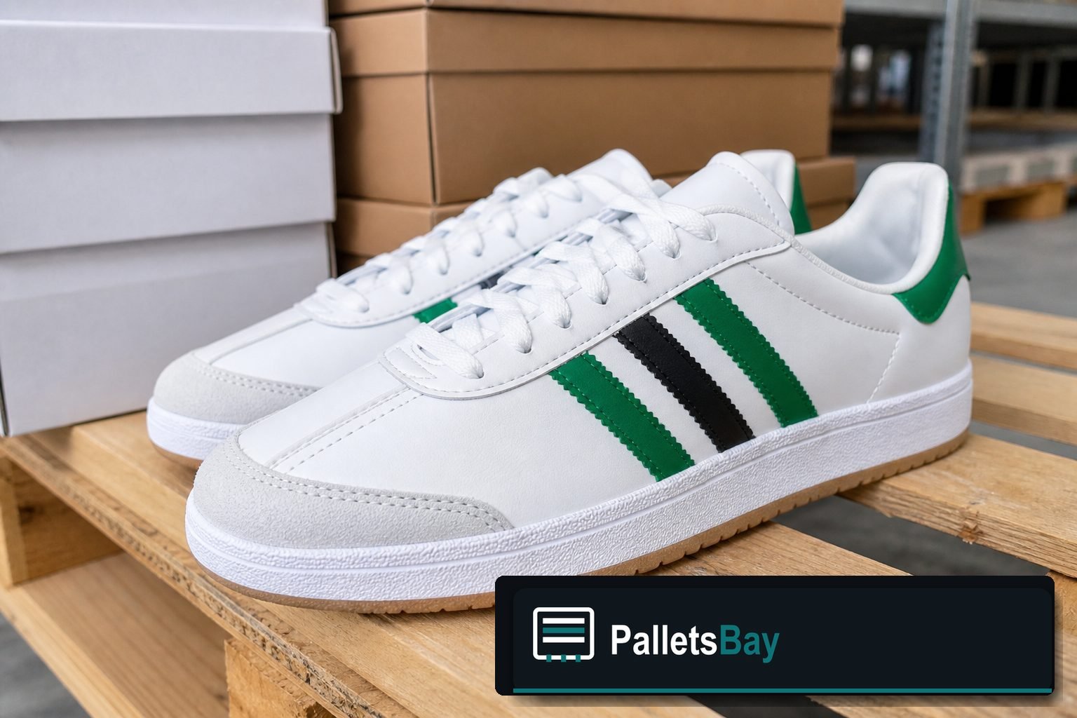 Adidas Shoe Pallets — Pallet inventory close-up