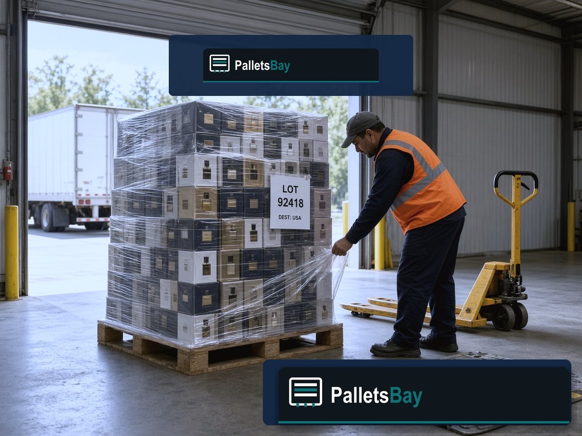 Armani Perfume Pallets — Dock staging before freight