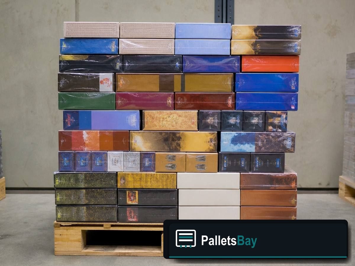 Board Game Pallets — Pallet inventory close-up