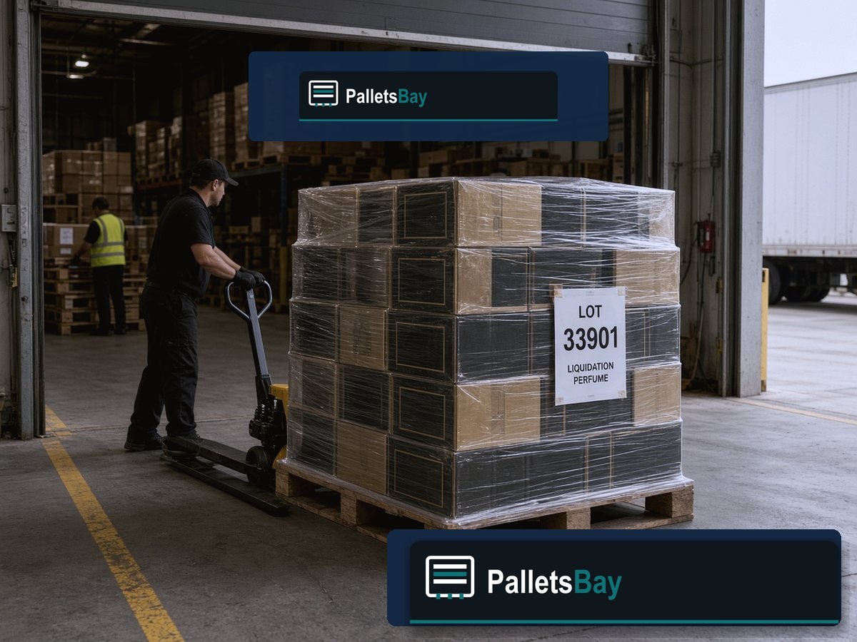 Burberry Perfume Pallets — Dock staging before freight