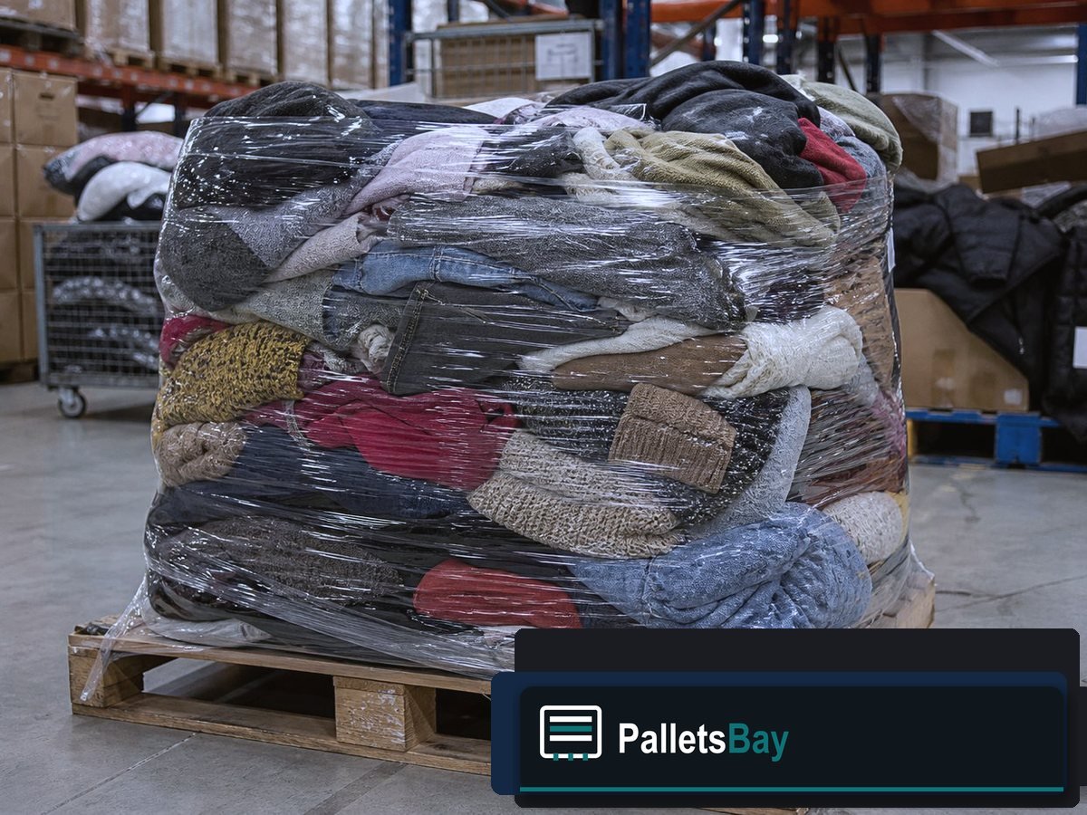 Clothing Liquidation Pallets — Dock staging before freight