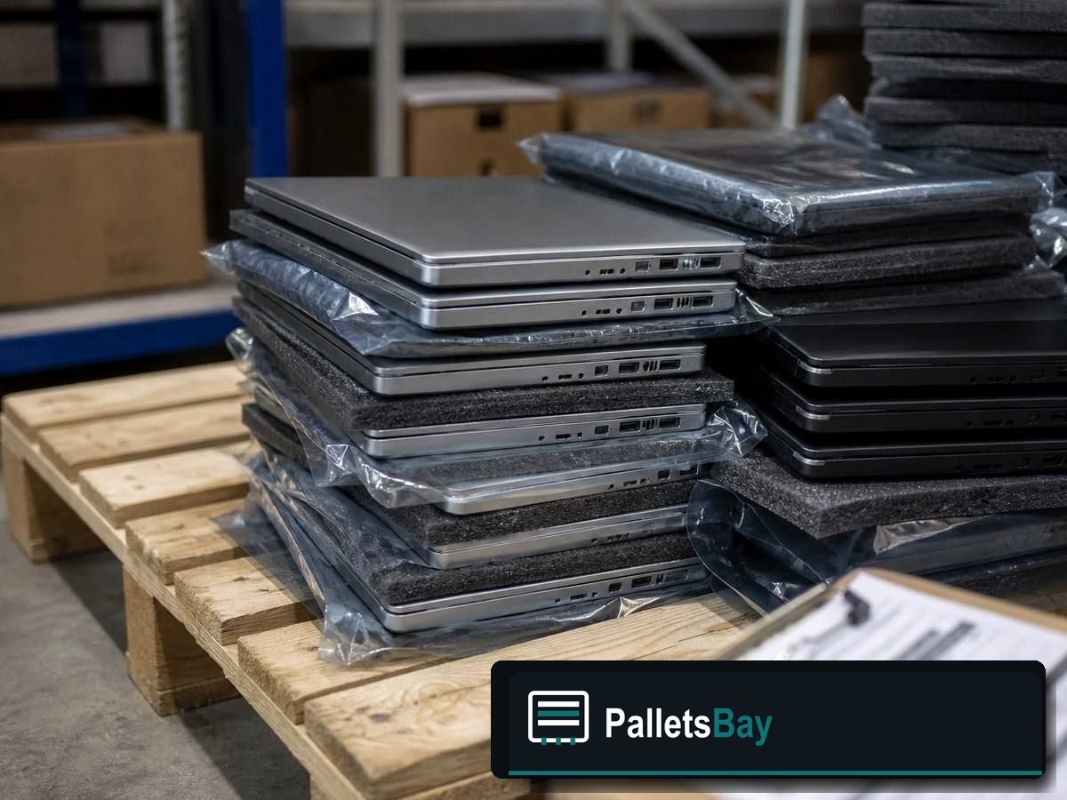 Customer Return Electronics Pallets — Pallet inventory close-up