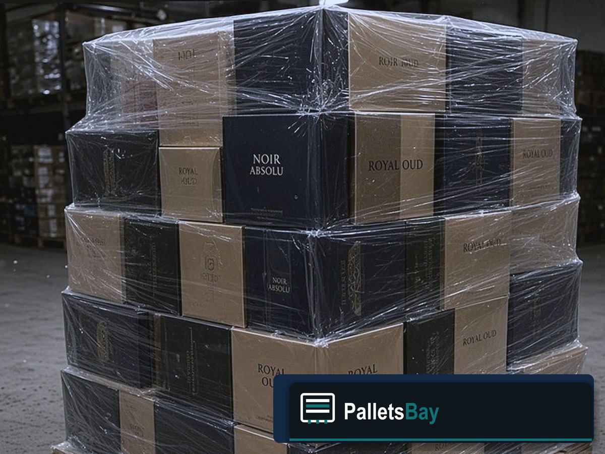 Designer Perfume Pallets — Lot inventory — boxed fragrance on the skid