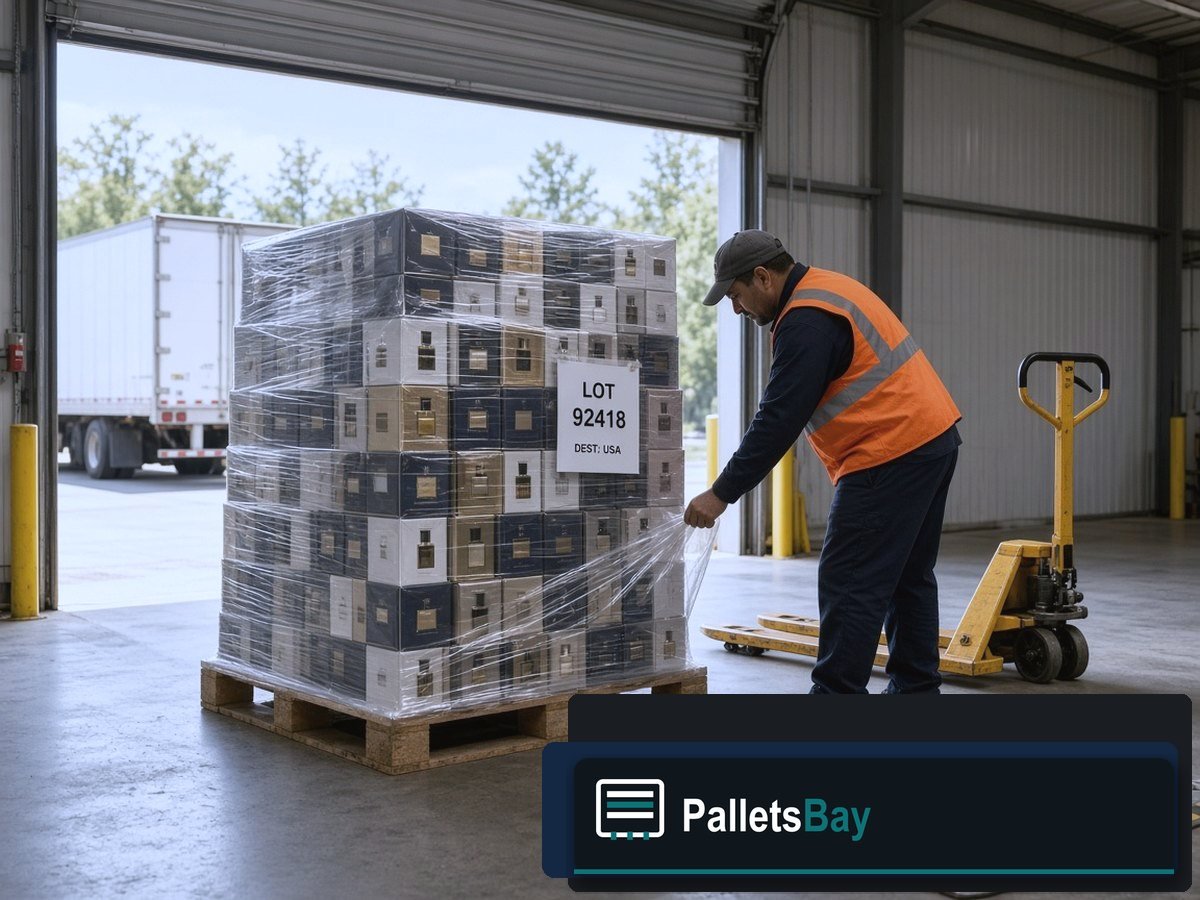 Designer Perfume Pallets — Dock staging before freight