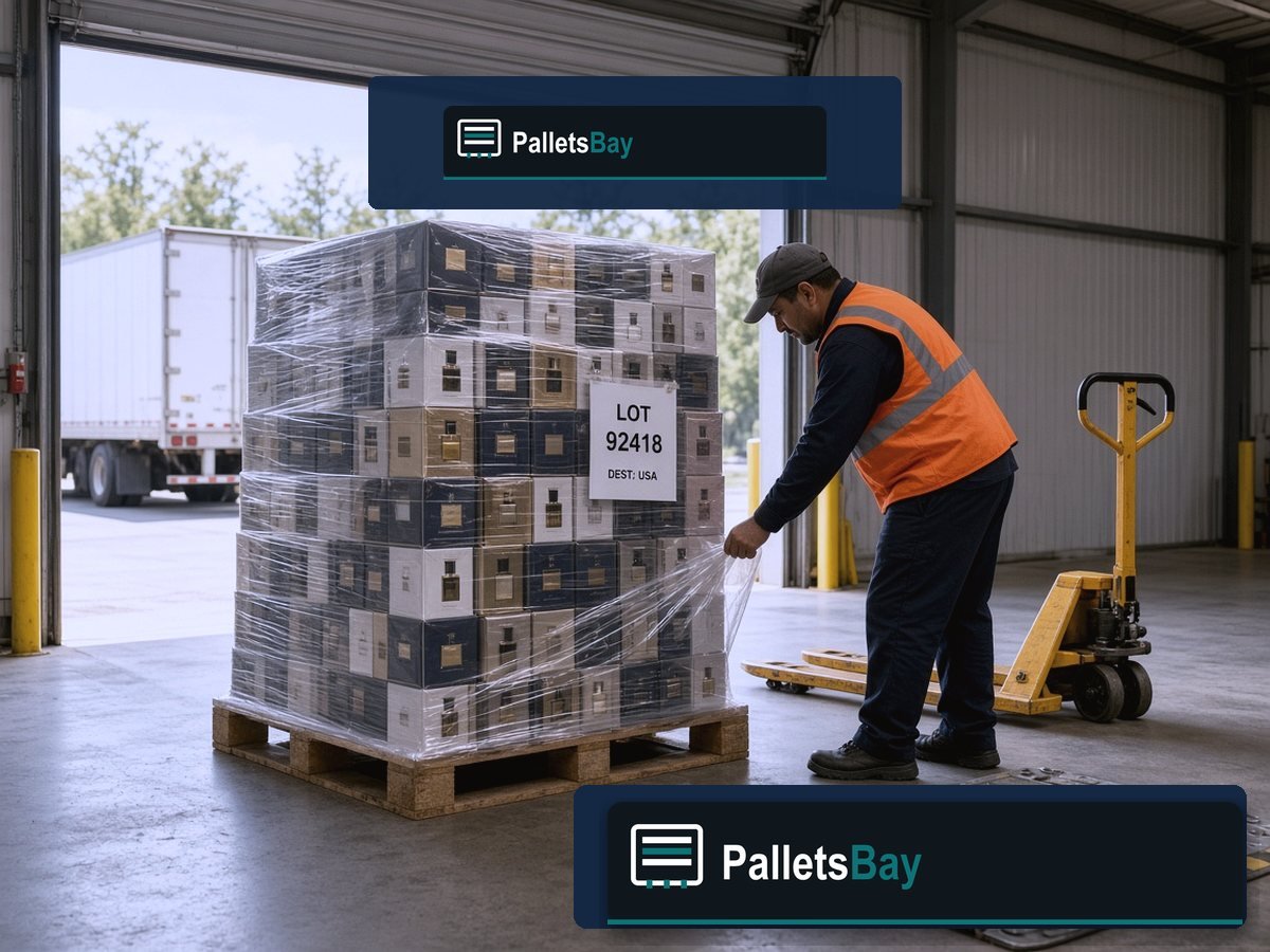 Dior Perfume Pallets — Dock staging before freight