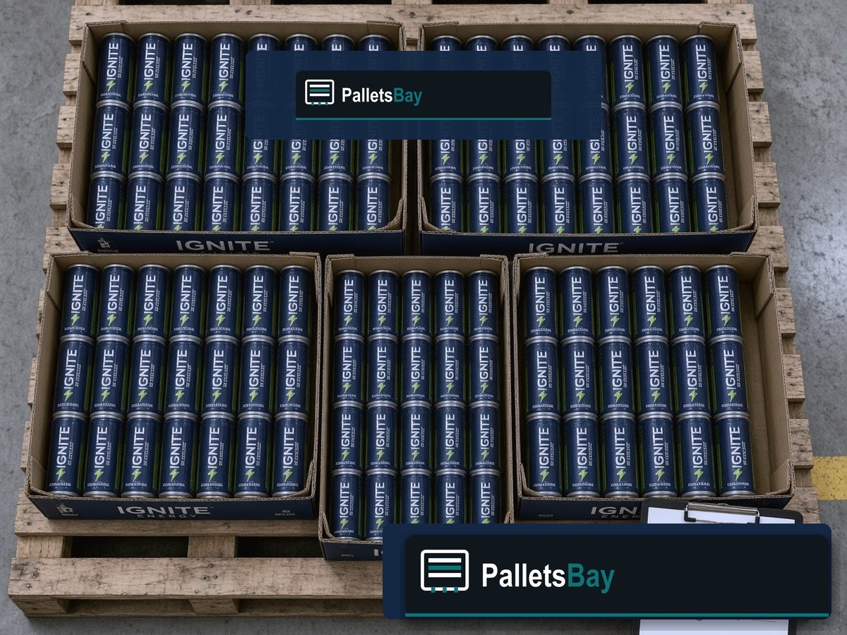 Energy Drink Pallets — Dock staging before freight