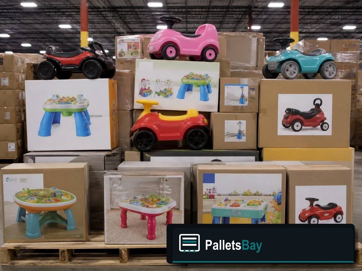Fisher-Price Pallets — Pallet inventory close-up