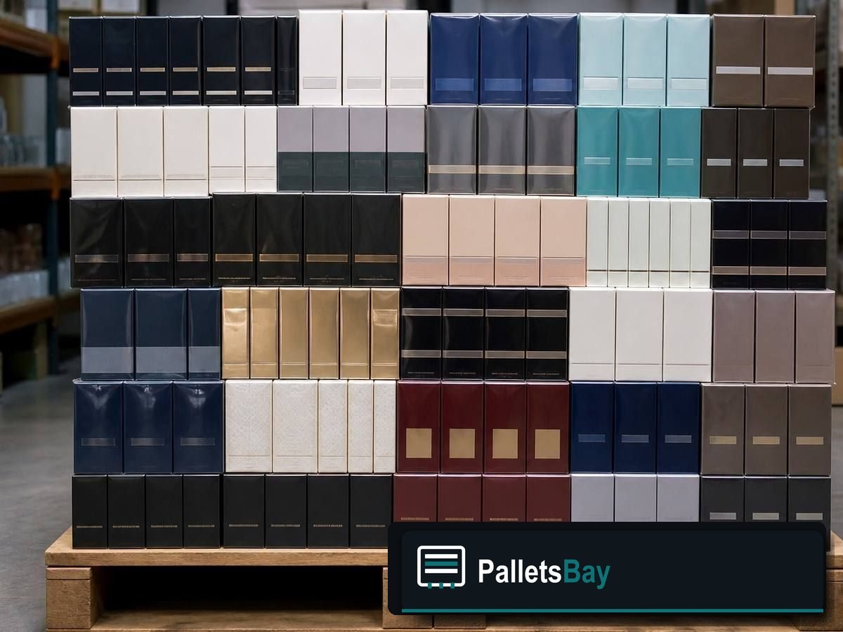 Fragrance Pallets — Pallet inventory close-up