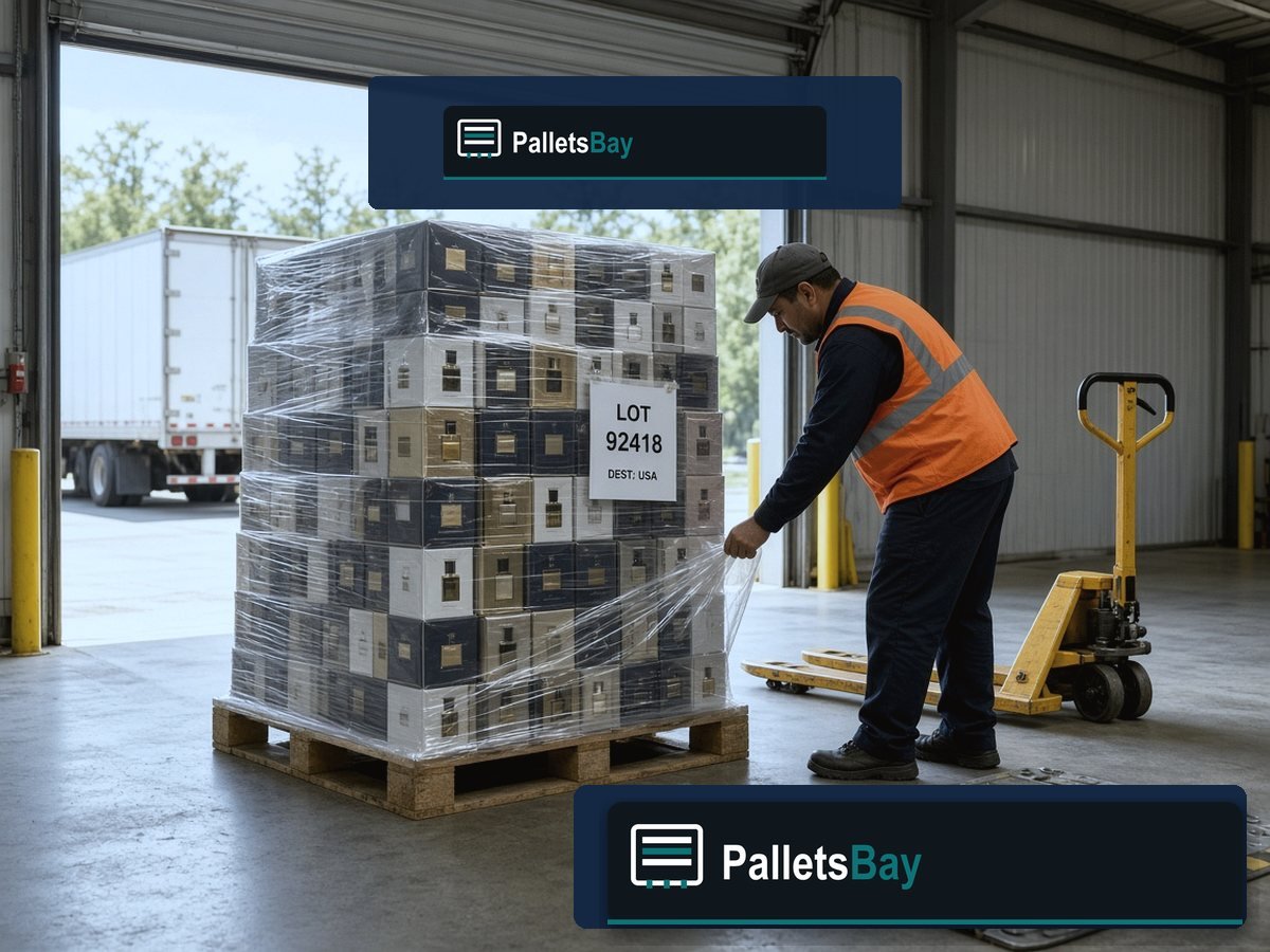 Gucci Perfume Pallets — Dock staging before freight