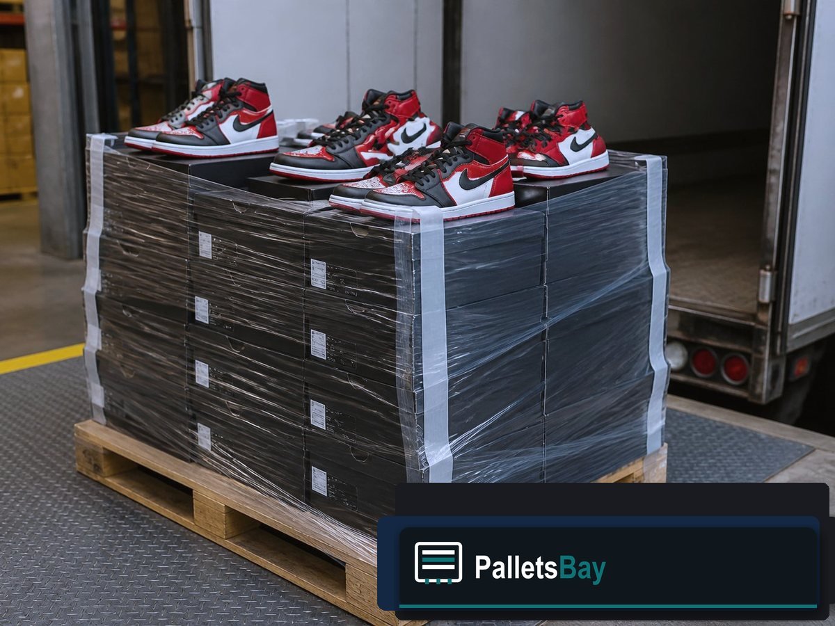 Jordan Shoe Pallets — Dock staging before freight