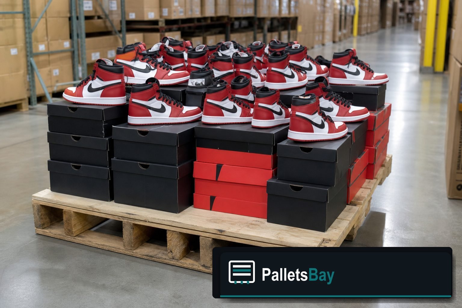 Jordan Shoe Pallets — Full pallet view