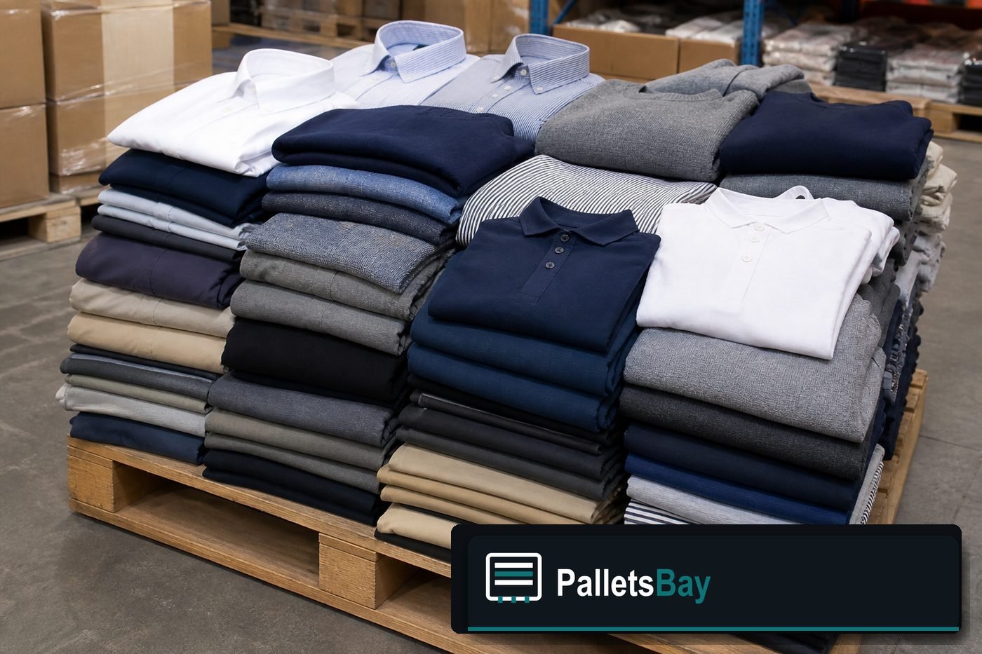Men's Clothing Pallets — Full pallet view
