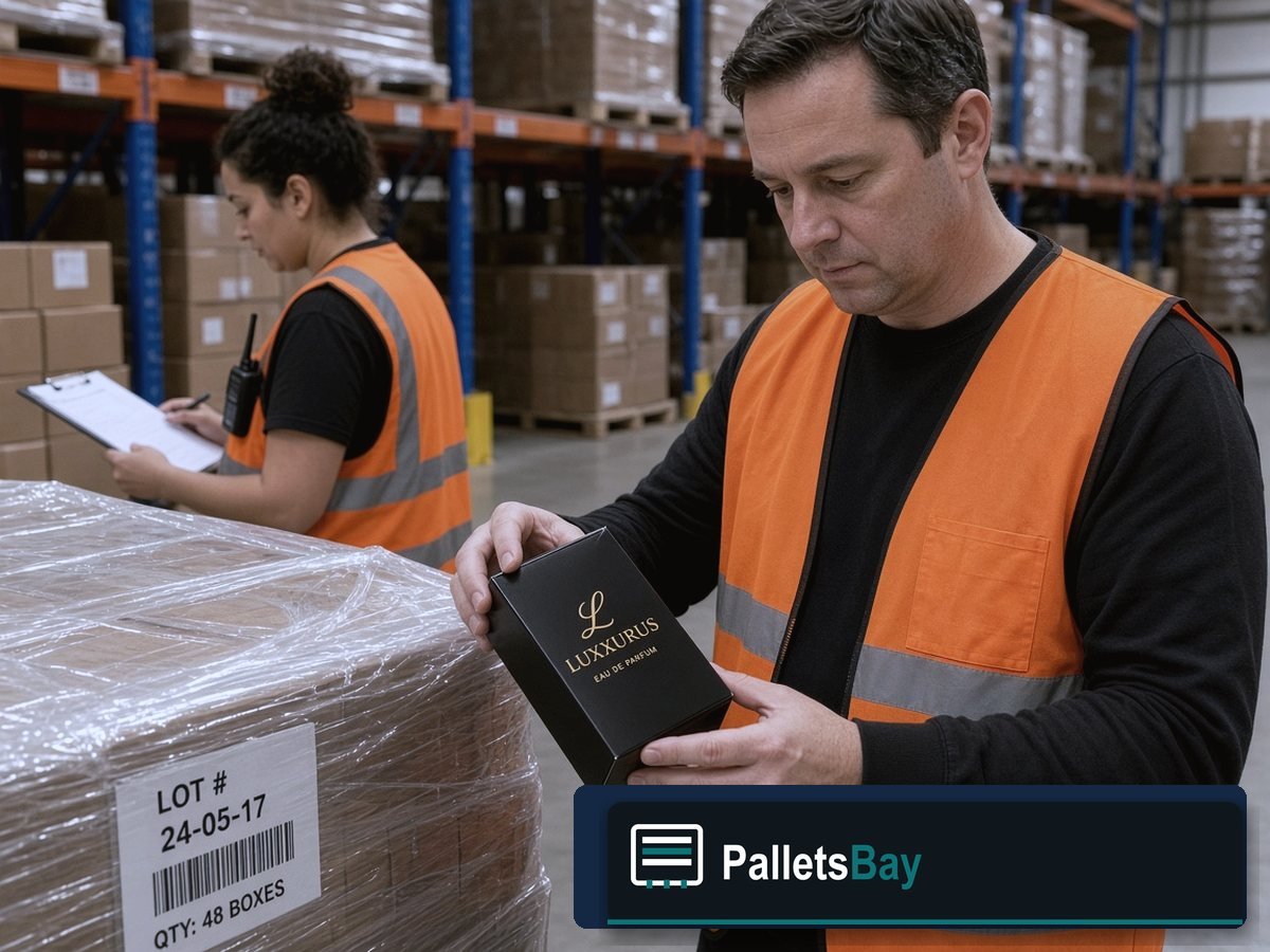 Mixed Luxury Fragrance Assortment Pallets — Client walkthrough with staff