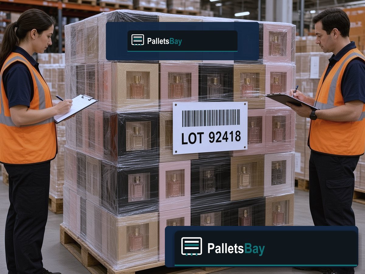 Mixed Perfume & Cologne Pallets — Lot inventory — boxed fragrance on the skid
