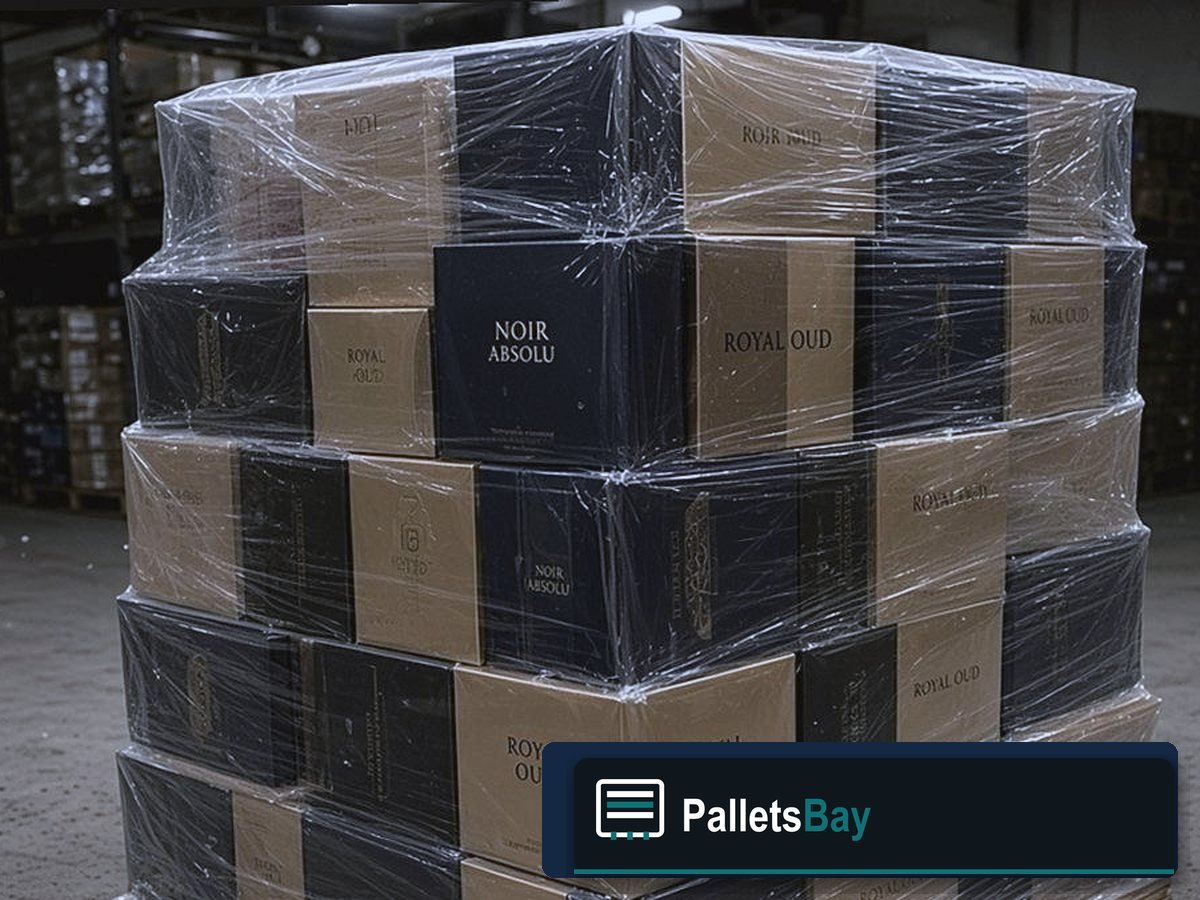 Mixed Perfume & Cologne Pallets — Lot inventory — boxed fragrance on the skid