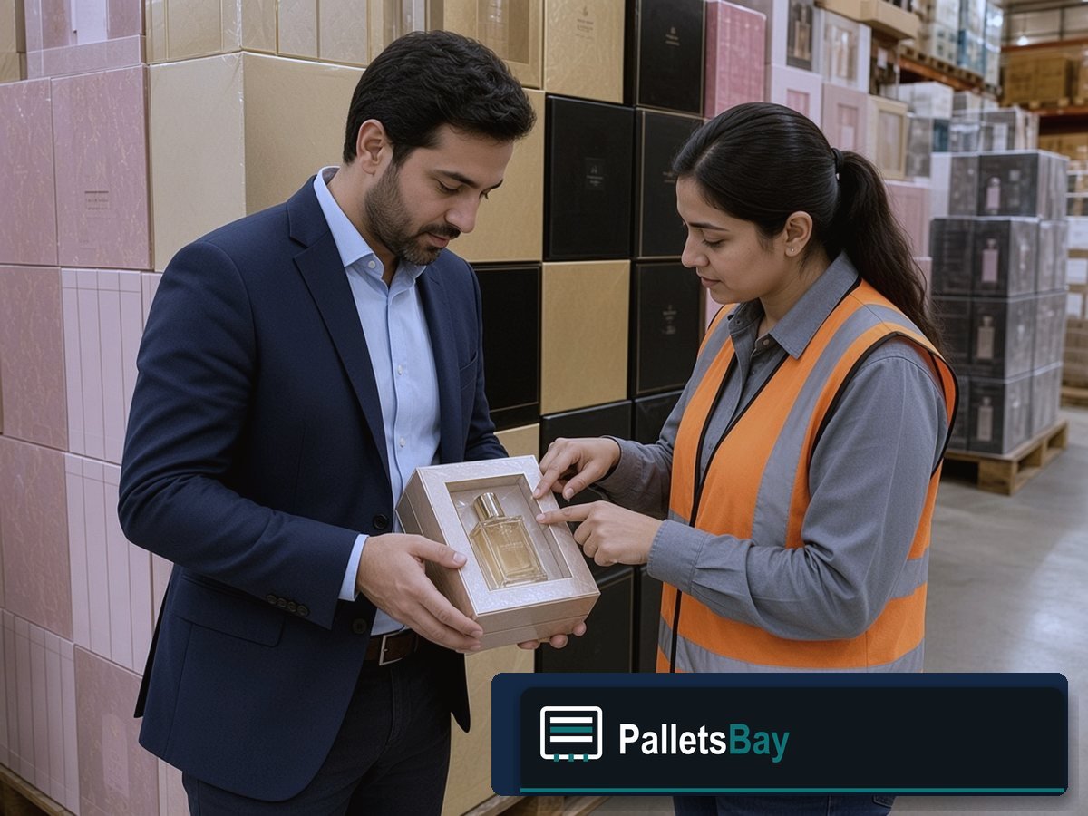 Mixed Perfume & Cologne Pallets — Client walkthrough with staff
