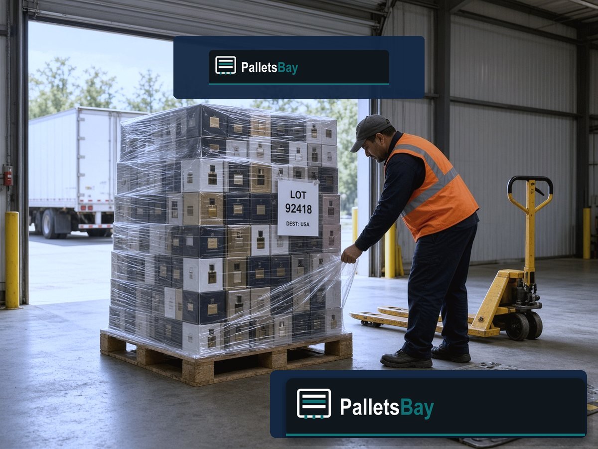 Mixed Perfume & Cologne Pallets — Dock staging before freight