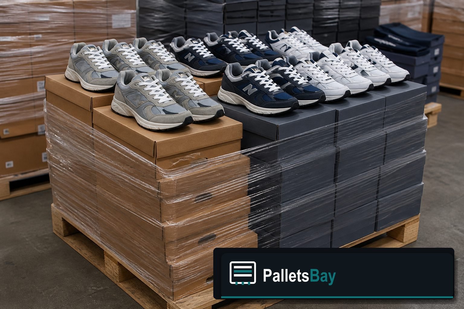 New Balance Shoe Pallets — Full pallet view