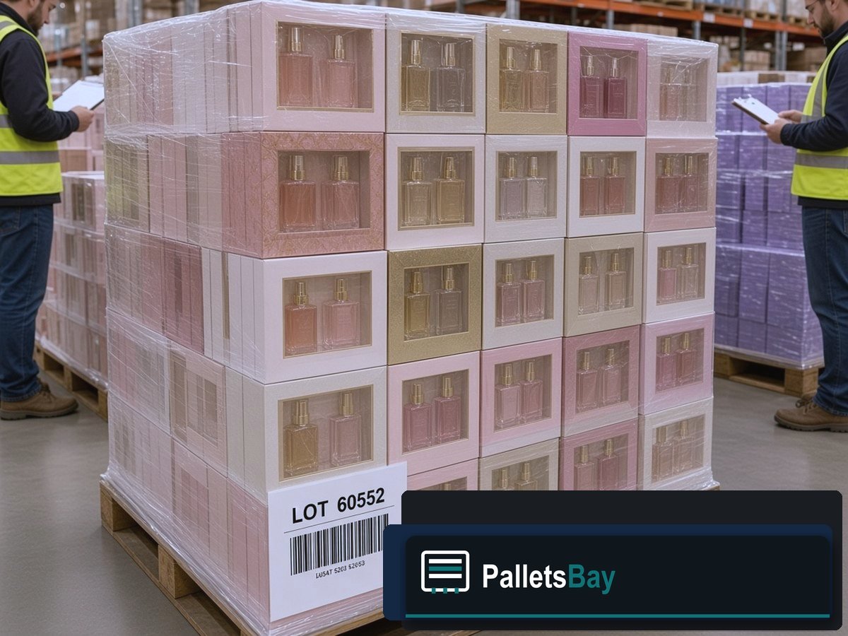 Perfume Gift Set Pallets — Lot inventory — boxed fragrance on the skid