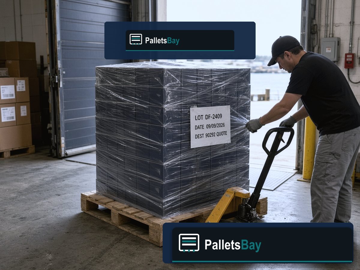Rabanne Perfume Pallets — Dock staging before freight