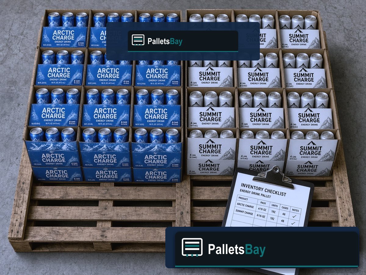 Red Bull Pallets — Dock staging before freight