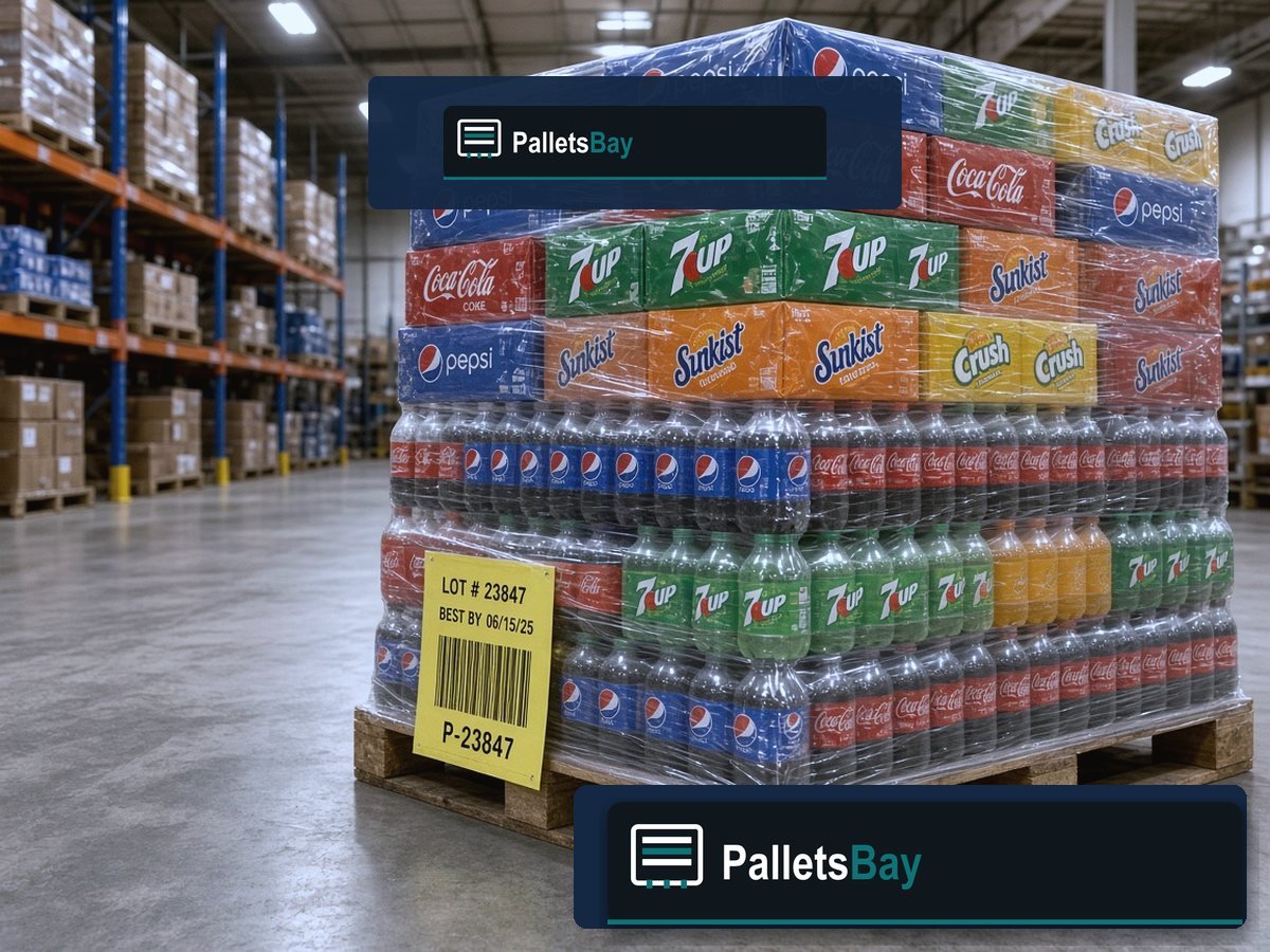 Soft Drink Pallets — Dock staging before freight