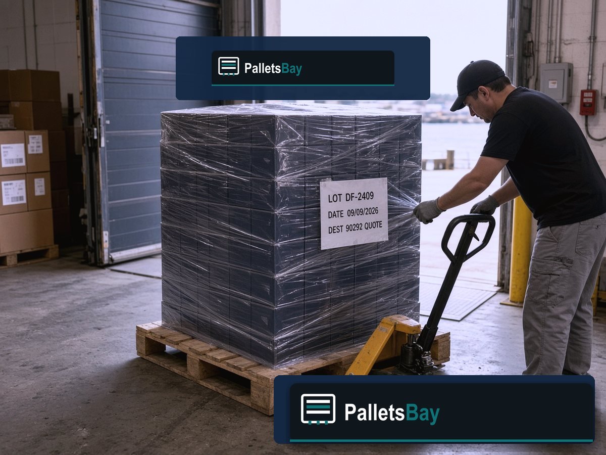 Valentino Perfume Pallets — Dock staging before freight