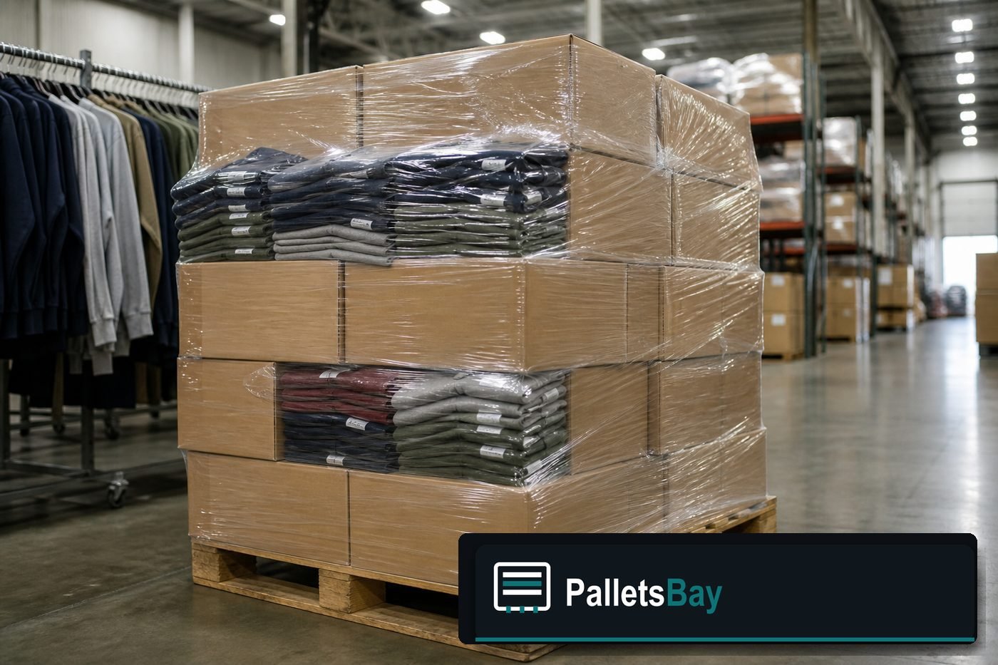 Wholesale Clothing Pallets — Warehouse / shipping context