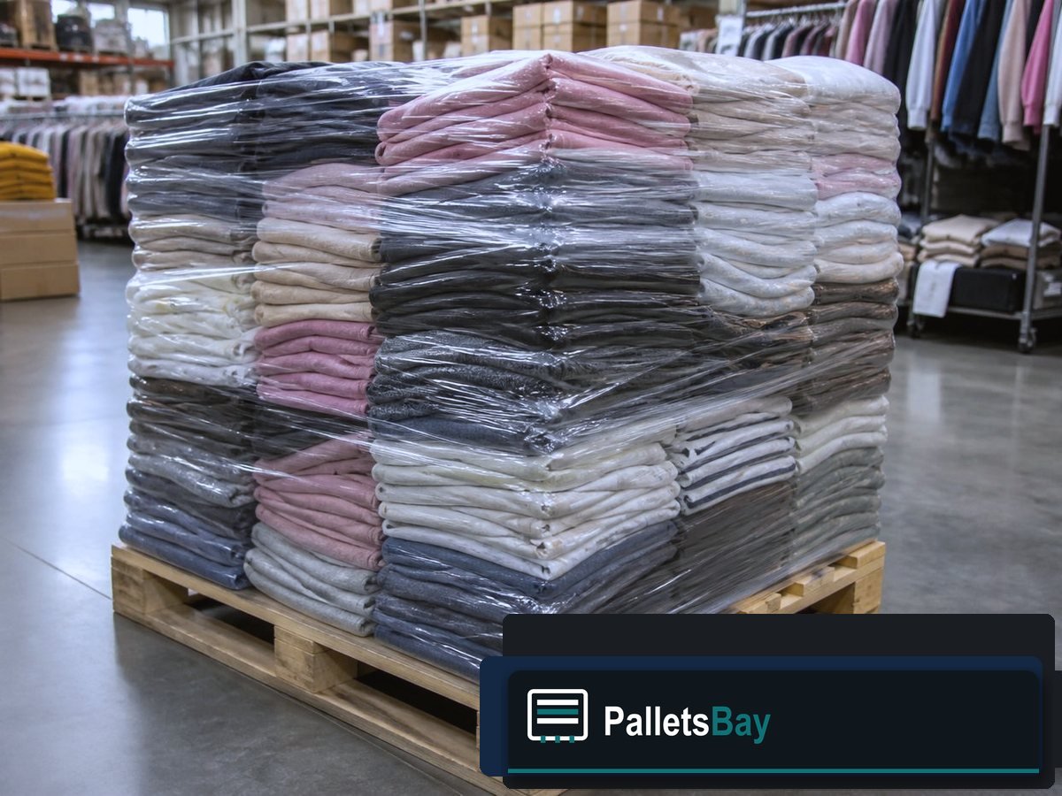 Women's Clothing Pallets — Dock staging before freight